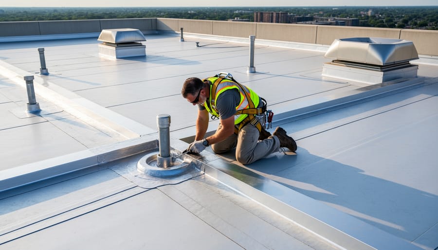 Solar mounting bracket on a home roof with worn or compromised sealing around the roof penetration.